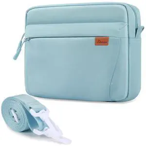 SIMTOP Tablet Sleeve Bag, 11 inch Daily Shoulder Bag for Tablet, Waterproof Crossbody Bag with Smart Organization for Accessories, Essentials Lightweight, YKK Zipper Bag, Polyester (Light Blue)