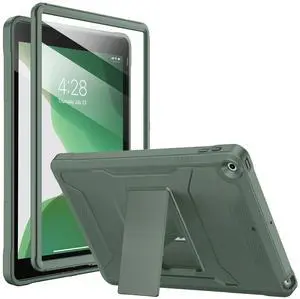 Soke Case for iPad 9th/8th/7th Generation 10.2-Inch (2021/2020/2019 Release), with Built-in Screen Protector and Kickstand, Rugged Full Body Protective Cover for Apple iPad 10.2 Inch - Calke Green