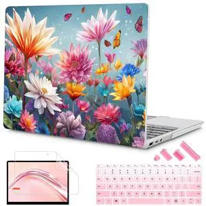 Tuiklol Case for 15 Inch Microsoft Surface Laptop 5/4/3 2022-2020, Model 1979/1953/1872/1873 Hard Shell Cover, Keyboard Cover+Screen Protector+Dust Plugs,Multicolored Floral