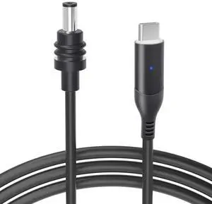Steinwhale DC to USB-C Power Cable with LED for Starlink Mini 3M/10FT, Support PD 100W 20V/5A Input, 19AWG Cord & Waterproof Barrel Jack, Compatible with USB-C PD Power Bank Charger Power Supply