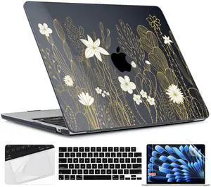 TWOLSKOO for M4 MacBook Air 13.6 inch Case 2025-2022 Release M4 A3240 M3 A3113 M2 A2681, Plastic Hard Shell & Screen Protector & Keyboard Cover & Trackpad Film, Cute Cactus
