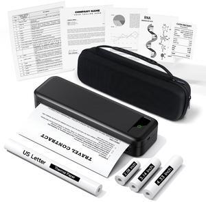 Portable Printers Wireless for Travel, Bluetooth Inkless Thermal Printer, Support 8.5" X 11" US Letter & A4 Size, Small Mobile Printer with Carry Case, Compatible with Phone Laptop for Office Car Home