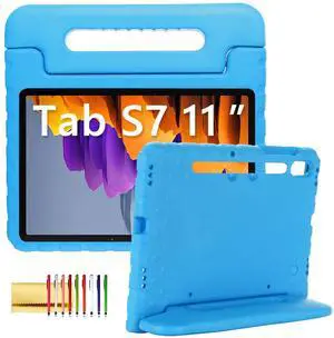 Kids Case for Samsung Galaxy Tab S7/S8 11" (2020/2022), Techcircle Handle Stand Lightweight EVA Foam Bumper Protective Rugged Drop Protection Child Proof Cover for Galaxy Tab S8/S7 SM-X700/T870, Blue