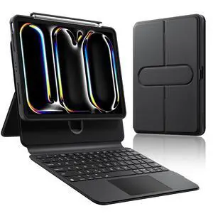 Uminy Wireless Keyboard Case for iPad 9th/8th/7th Gen 10.2 inch- 360deg Rotating Detachable Folio Case with Touchpad, Backlit Keys, Pencil Holder, Laptop-Style iPad Keyboard, Black