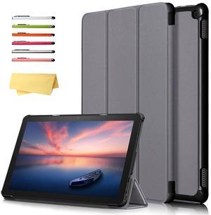 UUcovers 10.1" Case for All-New Kindle Fire HD 10 (11th Gen) & Fire HD 10 Plus Tablet (Only Compatible with 11th Generation 2021 Release) Folio Stand PU Leather Hard Cover with Auto Sleep/Wake, Gray
