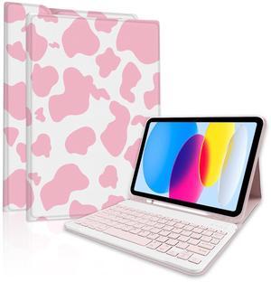 TopPerfekt for iPad Air 11-inch M2 2024/M3 2025 Keyboard Case, ipad Pro 11 (4th, 3rd, 2nd, 1st Gen 2022/2021/2020/2018) Detachable,Pencil Holder for iPad Air 4/5th 2020/2022 10.9" - Cow Pink