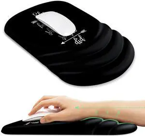 Ergonomic Mouse Pad with Wrist Rest Support,Non-Slip PU Base,Massage for Carpal Tunnel Pain Relief,Memory Foam Mousepad for Home,Office,Work(Black