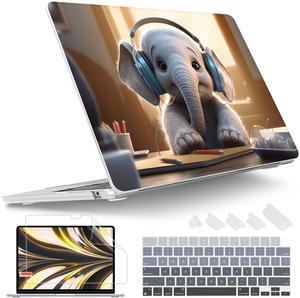 Tuiklol for 2025 2024 2023 MacBook Air 15 inch Case M4 M3 M2 Chip, Model A3241 A3114 A2941 Hard Shell Case with Keyboard Cover & Screen Protector for MacBook 15.3'' Cover, Elephant