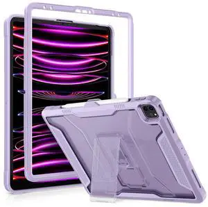 VIKESI Kickstand Protective Case for iPad Pro 12.9 6th / 5th / 4th / 3rd Generation (2022/2021/2020/2018 Released), Matte Frosted Scratch Resistant Back, TPU Shockproof Frame, Light Purple
