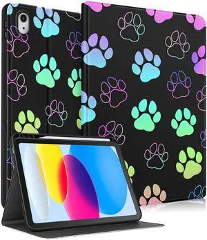 Uppuppy for iPad 10th Generation Case 10.9 Inch, for iPad 11th(A16) 2025 Girls Cute Kids Women Folio Cover Pencil Holder Dog Paw Print Cool Design Funny Kawaii Teens Tablet Cases for Apple 10/11