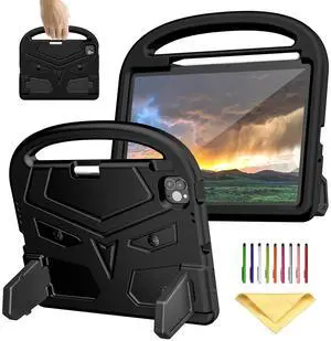 UUcovers Kids Case for iPad Air 11 inch M3 2025/M2 2024 and iPad Pro 11 inch M4 Case 2024 with Pencil Holder/Handle/Kickstand Lightweight Soft EVA Foam Shockproof Stand Tablet Cover, Black Bird