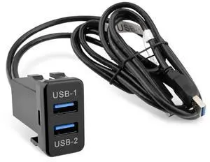 Wujexuhe Dual USB 3.0 Car Dash Flush Mount Extension Cable, Length 3.3FT (1M) Fit for Toyota, Size 1.6x0.9x2.3 (Type B)