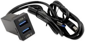 Wujexuhe Dual USB 3.0 Car Dash Flush Mount Extension Cable, Length 3.3FT (1M) Fit for Toyota, Size 1.3"x0.86"x 2.15" (Type A)