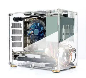Mini ITX Case, DIY Computer Gaming Case with 360 Degree Cooling, Mini ITX Gaming PC Case, Acrylic Panels, Simple Installation, Home Entertainment, Business Office, for Mini ITX PC
