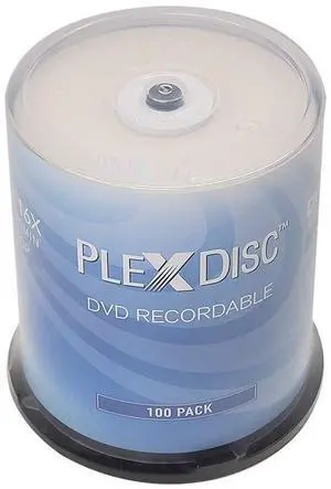 PlexDisc DVD+R 4.7GB 16x Branded Recordable Media Disc - 100pk Cake Box (FFP) 63C-815-BX