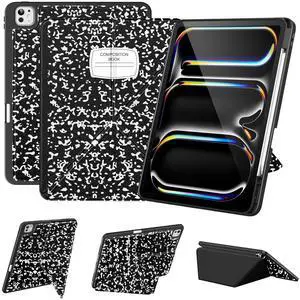 VIKESI for iPad Pro 13 Inch M4 Case 2024, Origami Case with Multi fold, Multi Angle Stand, Apple Pencil Holder, Support Auto Wake/Sleep-Black Book