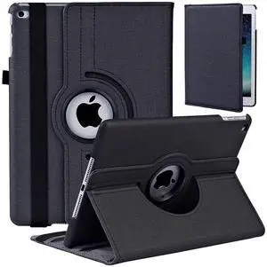 Vultic Fabric Rotating Case for iPad Pro 12.9 inch [1st/2nd Gen 2015/2017], 360 Degree Stand [Auto Sleep/Wake][Pencil Holder] Folio Smart Cover (Black)