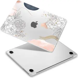 Yebiseven for MacBook Air 15" M4/M3/M2 Case 2025 2024 2023 A3241/A3114/A2941, Hard Shell Laptop Case with Keyboard Cover & Screen Film & OTG Adapter & Webcam Cover, Flower Elements