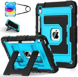 WESOROL CASE for iPad (A16) 11th/10th Generation 11/10.9 Inch 2025/2022 Kids Friendly iPad Case 10th Generation with Pencil Holder,Heavy Duty Shockproof Cover for i Pad 11th/10th Gen,Black Blue