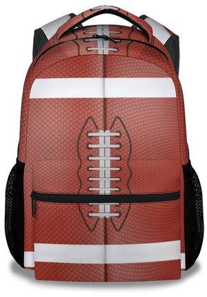 XaocNyx Football School Backpack for Boys, 16 Inch Brown Backpacks for Kids Age 10-12, Cool Lightweight Bookbag for Travel