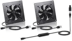 Xiaoqijia Dual 120mm USB/DC Silent Cooling Fan - 5V/12V Dual Voltage, 6-Inch, 6-Speed Adjustment, Timed Cycle Switch - for Home Theater AV Cabinets, Server Racks, Cupboards, Pet Nests,Greenhouses,