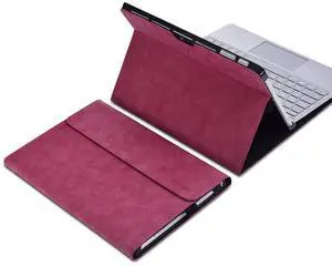 xisiciao Protective case for Surface Pro 7/7+ / 6/5 / 4 with Pen Holder, Multiple Angle Polyester Slim Light Shell Cover, Compatible with Type Cover Keyboard(12.3", Burgundy)