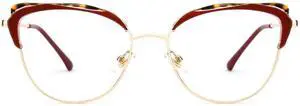 Zeelool Cat Eye Glasses Frames for Women Red Non Prescription Eyeglasses Chic Designer Full Eyewear Glasses JGX982801-03
