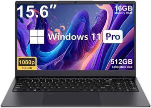 ZENAERO 15.6" Windows 11 Laptop 16GB RAM 512GB SSD Intel N5095 Processor (4C4T, up to 2.9Ghz) FHD IPS Display Windows 11 Pro Lightweight Notebook Computer Backlit Keyboard Fingerprint HDMI WiFi5 BT4.2