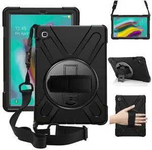 ZenRich Galaxy Tab S5e Case 2019, zenrich SM-T720/T725/T727 Heavy Duty Shockproof Rugged Case with Rotatable Stand Hand Strap and Shoulder Belt for Samsung Galaxy Tab S5e 10.5 inch 2019 Tablet-Black
