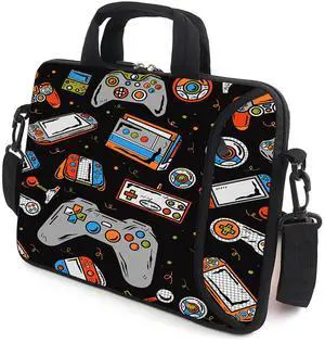 XMBFZ 15.6" Laptop Sleeve chromebook case Adjustable Shoulder Strap with Handle Accessory Pocket (Games)