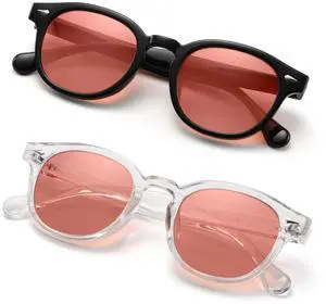 ZIHVEUC 2 Pack FL Fluorescent 41 Tinted Migraine Glasses Light Sensitivity Eyeglasses Indoor/Outdoor Photophobia Eyewear(Black+Clear,0.00)