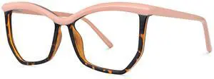 Zeelool Stylish Oversized Geometric Blue Light Blocking Glasses for Women Men Tonka ZJGT945534-03 Tortoise
