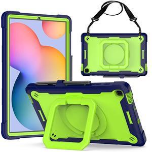zukof Galaxy Tab S6 Lite Case 2024/2020/2022,Heavy Duty Rugged Shockproof Case with handle, Shoulder Strap, Kickstand, S Pen Holder for Samsung Tab S6 Lite 10.4 Inch Tablet P620/P610 (Navy Blue/Green)
