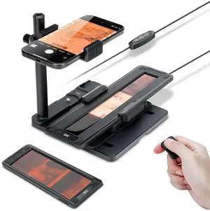 JJC Mobile Film Scanner Digitizer Set for 35mm 120 Negative Film to Digital, with 11 Level LED Backlight & Phone Clip & Magnetic 35mm 120 Negative Film Holder