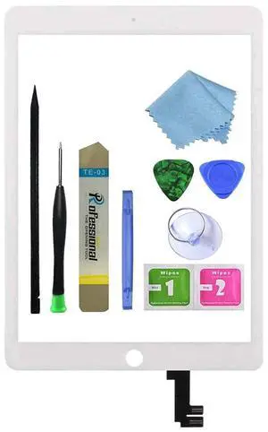 Zentop for White iPad Air 2 2nd Generation Touch Screen Digitizer Glass Replacement Modle A1566 1567 with Adhesive+Tool Repair Kit (Only for Professional Person,Not Include LCD)