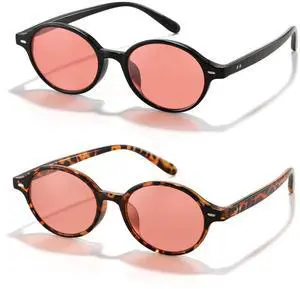 ZIHVEUC 2 Pack FL Fluorescent 41 Tinted Migraine Glasses Light Sensitivity Reading Glasses Indoor/Outdoor Photophobia Reader(Black+Tortoise,2.50)