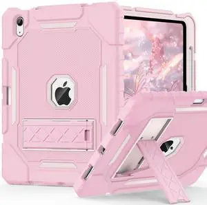 ZoneFoker Case for iPad (A16) 11th/10th Generation 11/10.9 inch 2025/2022, Heavy Duty Military Grade Shockproof Rugged Cover with Pencil Holder/Stand for i Pad 11th / 10 th Gen (Light Pink)