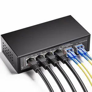 BLIYEE 6 Port 2.5Gb Ethernet Switch Unmanaged Network Switch | 4 x 2.5 Gigabit | 2 x 10G SFP+ | Compatible 100/1000/2500Mbps | Plug & Play | Fanless Metal Switch for Wireless AP, NAS, PC