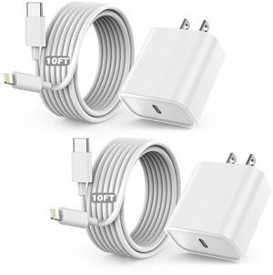 Fast Charger iPhone,10 Feet iPhone Charger,Super Fast Charging Block with 10Foot USB C to Lightning Cable Type C Wall Plug Charging for iPhone 14/14 Pro Max/14 Plus/13/13 Mini/12/11/X/XR/SE,iPad