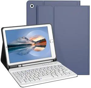 Divufus Keyboard Case for iPad Mini 5th & Mini 4th Generation 7.9 Inch [Magnetic Detachable Wireless Keyboard][Support 3 System] Flip Stand Case with Pencil Holder for iPad Mini 4/5, Navy Blue