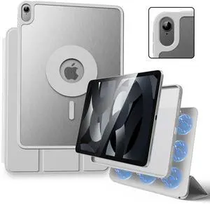 Marasone iPad Case 5/4 10.9in Double-Layer Magnetic Folio Cover, Premium PU Leather, Auto Wake/Sleep, 360° Adjustable, Compatible Devices: iPad Air 5th/4th Generation, Space Theme (Gray)