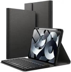 JETech Keyboard Case for iPad Air 11-Inch M3/M2 (2025/2024), iPad Air 5th/4th (10.9-Inch 2022/2020) with Pencil Holder, Magnetic Detachable Bluetooth Keyboard, TPU Back Stand Cover (Black)