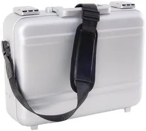 urecimy Metal Briefcase with Removable Shoulder Strap 14 Inch Laptop Brief Case Business Case Lawyer Briefcases (Silver, 14.5X10.6X4.5 Inch)