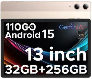 DOOGEE Tab E3 Pro 13 inch Android Tablet,11000mAh Large Battery,Helio G100 Octa Core Android 15 Tablet,32GB+256GB with Gemini AI,90Hz Display Gaming Tablets,13MP+8MP,7.9mm Ultra-Thin Body,Face Unlock