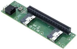 Dual SlimSAS 8i to PCIe x16 Slot Adapter, GEN4 PCIe4.0, Supports Bifurcation for NVMe SSD/GPU Expansion, 6-Pin Power Dual SlimSAS 8i to PCIe x16 Slot Adapter, GEN4 PCIe4.0, Supports Bifurcation for NVMe SSD/GPU Expansion, 6-Pin Power