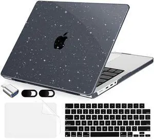 MecBevia for MacBook Pro 14 inch Case M5 M4 M3 M2 A3434 A3112 A3401 A3185 A2918 A2992 A2779 M1 A2442 Pro Max Chip (Released 2025 to 2021), Hard Shell Cover for MacBook Pro 14", Sparkly Black
