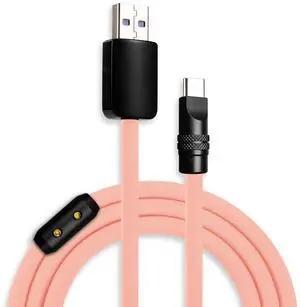 chubbycable Black Chubby Pro - Samurai Cable 120W USB-C Cable Silicone Fast Charging USB C Charger Cord Compatible with iPhone 16/15 Series iPad Galaxy Series, Pink, USB-A to Type-C, 3.3FT