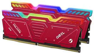 GeIL Polaris RGB DDR5 RAM, 32GB (16GBx2) 5600MHz 1.25V,Intel/AMD Compatible, Long DIMM High Speed Desktop Memory, Hardcore Immersive Gaming/Multimedia Content Creation/Quality Live Streaming(Red)