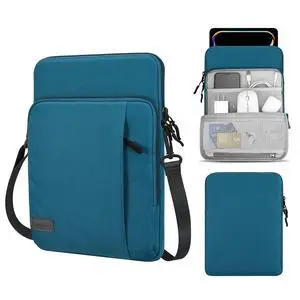 MoKo 12.9 Inch Tablet Sleeve Bag Carrying Case with Pockets Fits 13 Inch New iPad Pro M4 & Air M2 2024, iPad Pro 12.9 M2&M1, Surface Laptop Go 12.4", Galaxy Tab S8+/S9+ 12.4", Peacock Blue