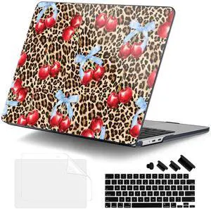 DONGKE for M4 MacBook Air 13.6 Inch Case 2025 2024 2023 2022 Model A3240 A3113 A2681 M3 M2 Chip, Plastic Hard Shell Case Cover with Touch ID for MacBook Air 13 Inch M4 - Leopard Cherry